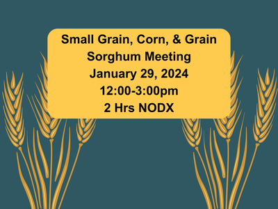 Blue green background with wheat. Gold Box with verbiage.