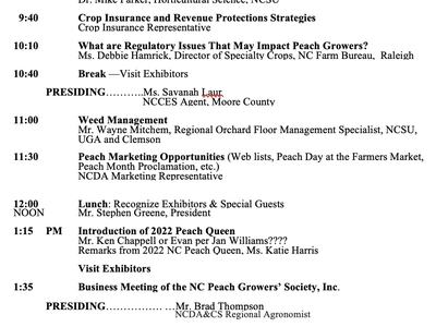 Agenda for peach growers annual meeting