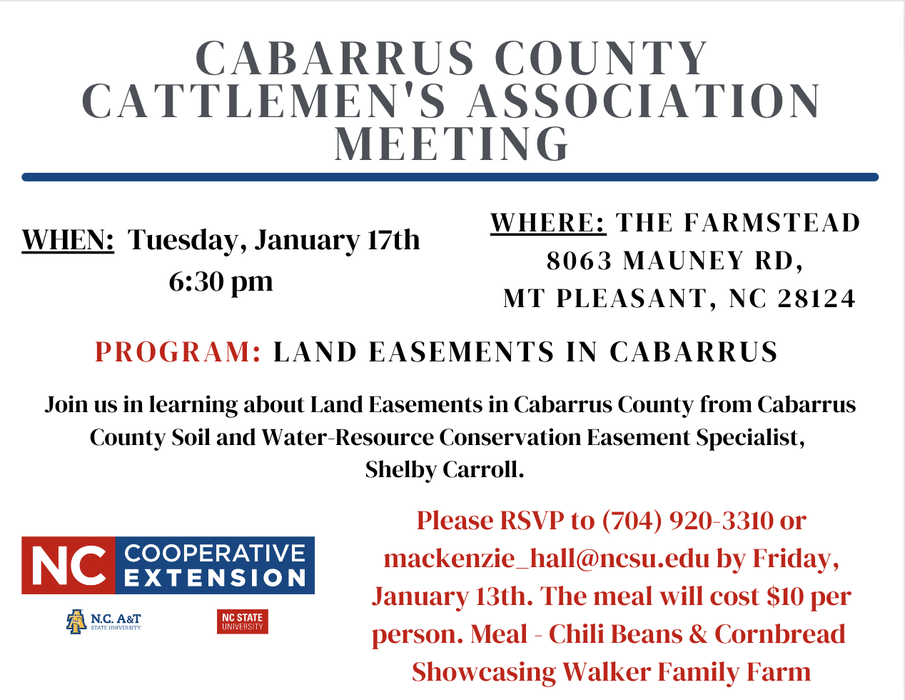 Cabarrus County Cattlemen's Association Meeting Tuesday, January 17⋅6:30 – 7:30pm