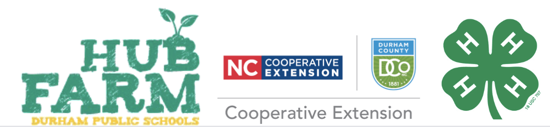 Hub Farm, NCCE and 4-H logos