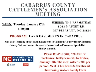 Cabarrus County Cattlemen's Association Meeting Tuesday, January 17⋅6:30 – 7:30pm