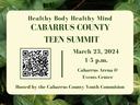 Cabarrus County Teen Summit poster: March 23, 2024, 1–5 p.m., Cabarrus Arena & Events Center