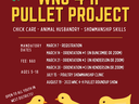 WNC 4-H Pullet Project flyer: mandatory dates listed, fee $60, ages 5–18, three chick illustrations