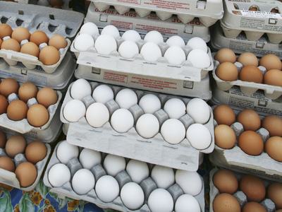 Eggs on a shelf at a supermarket. Photo courtesy of the Washington Post