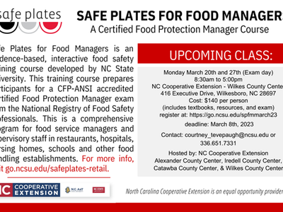 image of safe plates flyer for march event