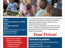 Children and adults holding vegetables; "Farm to Early Care and Education Training" Feb 25, 2023