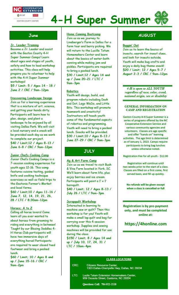 4-H Super Summer Brochure