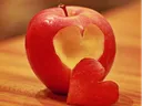 Apple with a heart cut out