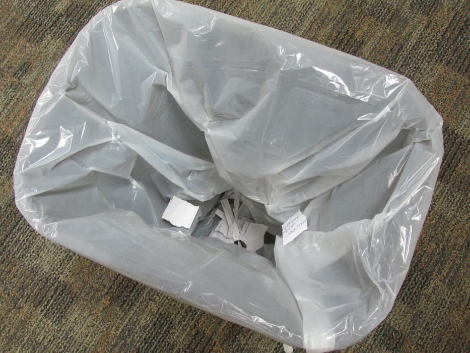 Trash in a trash can.