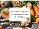 Flyer: Med Instead of Meds — 5 Thursdays in March, 5–6:30 pm; Register (QR code)