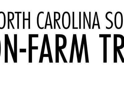 North Carolina Soybeans ON-FARM TRIALS text beside stylized multicolor field graphic