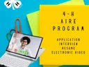 Image of post-it notes, paper clips, and a person on a zoom call. Text Reads "4-H AIRE Program Application Interview Resume Electronic Video"