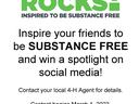 Inspire your friends to be SUBSTANCE FREE and win a spotlight on social media! Contact your local 4-H Agent for details. Contest begins March 1, 2023.