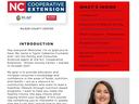 Newsletter "WILSON BITS & BITES" Spring 2023; NC Cooperative Extension logo, contents list, headshot