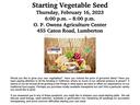 Flyer for Your Table, Your Food vegetable seed workshop Feb 16, 2023, 6–8 p.m., Lumberton