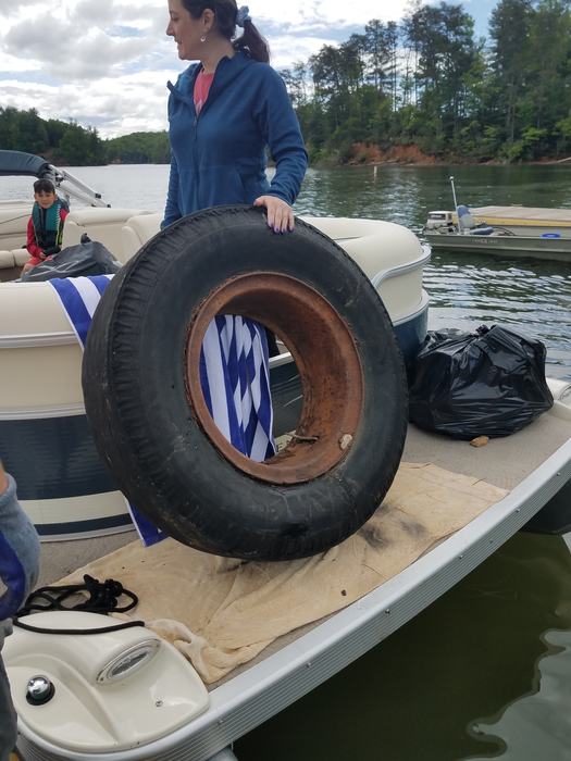 tire on boat