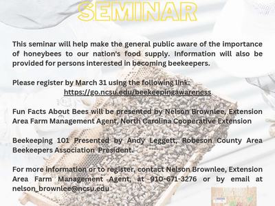 NC Cooperative Extension Beekeeping Awareness Seminar flyer