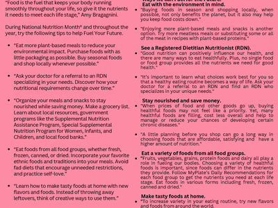 FCS News Monthly Newsletter National Nutrition Month page 1