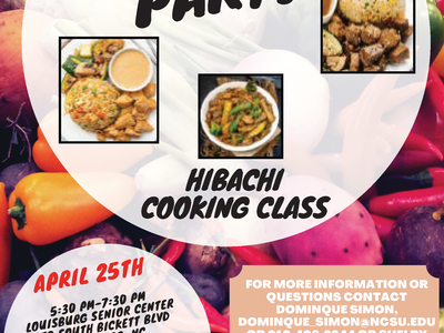 Hibachi Cooking Class Flyer with date time location and registration info