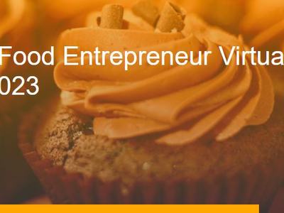 Cupcakes with overlay text "Home-based Food Entrepreneur Conference 2023" and "Apr 10–13, 2023"