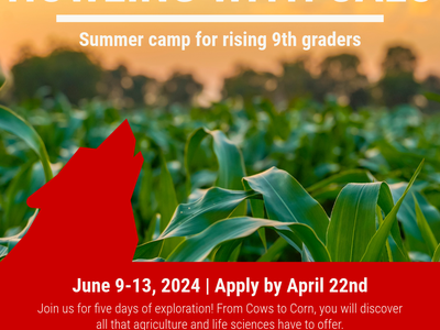 Poster: HOWLING WITH CALS summer camp for rising 9th graders; June 9-13, 2024; Apply by April 22