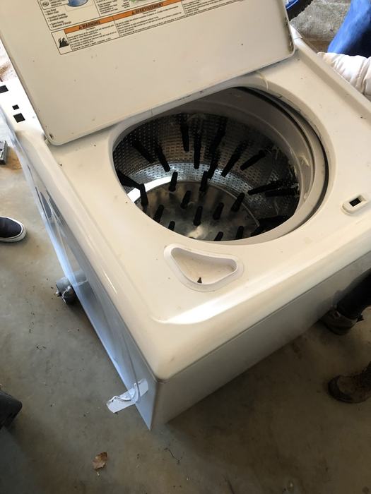 A washing machine modified to clean chickens.