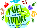 National Nutrition Month Fuel for the Future 2023 over image of globe with foods like fish, cherries, onion, beans, cheese surrounding globe