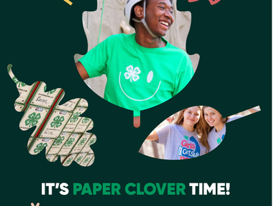4‑H Paper Clover fundraiser Apr 26–May 7, 2023 at Tractor Supply; supports 4‑H camp and leadership.