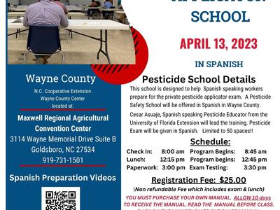 2023 Pesticide Applicator School — April 13, 2023, in Spanish; Wayne County registration details