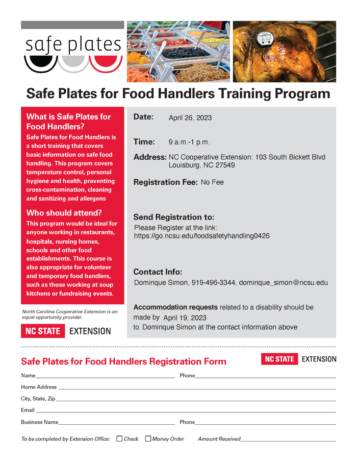 Safe Plates for Food Handlers flyer