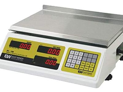 Digital retail weighing scale with stainless platform, LED displays and numeric keypad