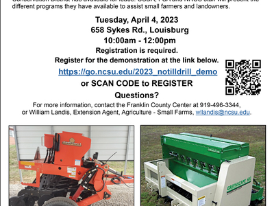picture of 2 Seed Drills on informational flyer with date, time, location and registration info.