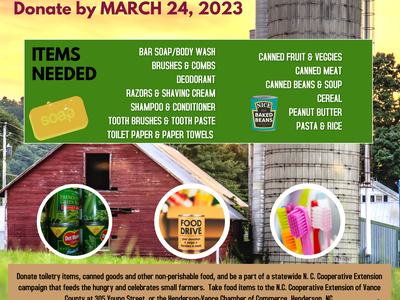 Small Farms Week Toiletry and Food Drive