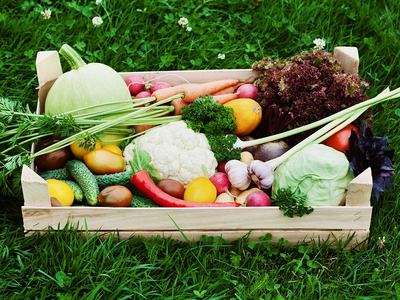 Vegetables in crate