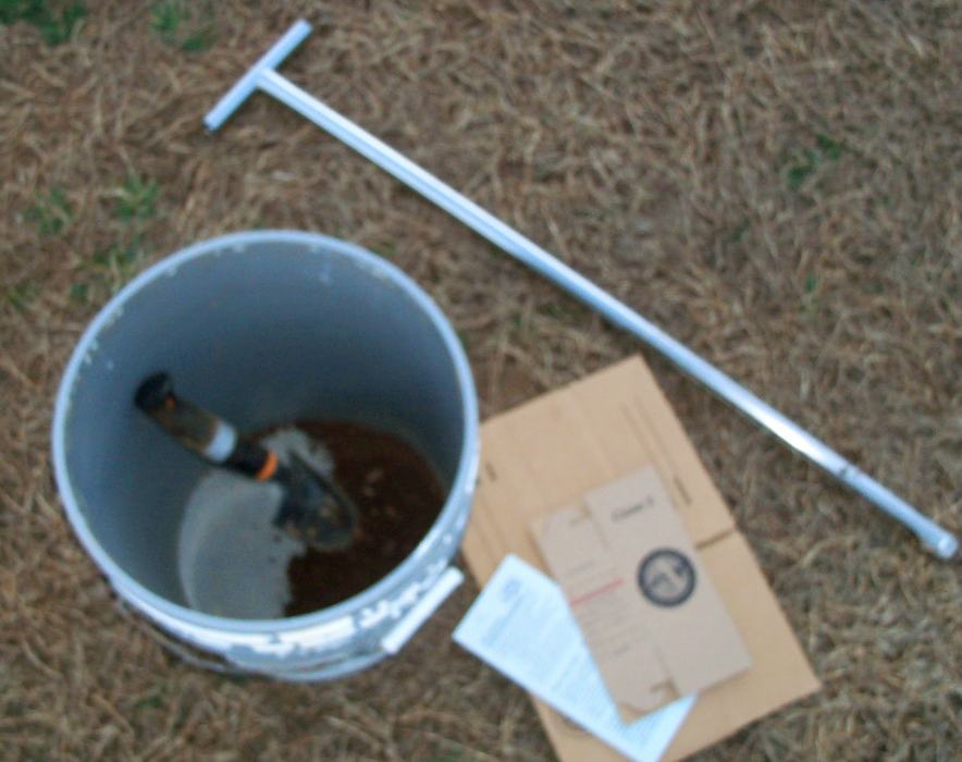 Soil sampling with bucket and probe