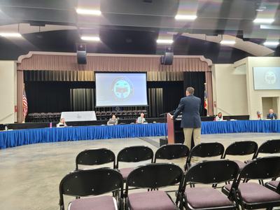 Dr. Bill Stone speaking to the Lee County Board of Commissioners about the Lee County Ag Week Proclamation