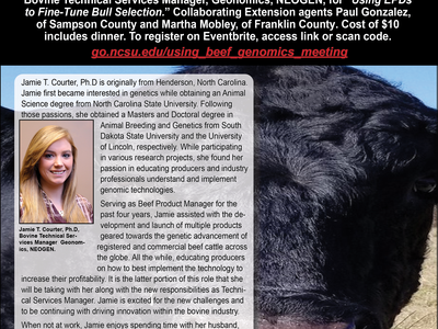 Using EPDs to Fine-Tune Bull Selection flier with date, time and location registration and bio of speaker.