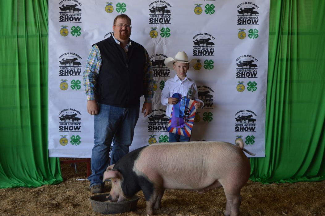 Boy showing swine