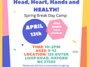 Granville County 4-H: Head, Heart, Hands & HEALTH! Apr 13, 10–2, ages 5–12