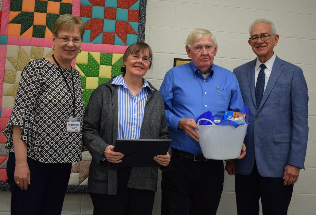 Natural Resources Volunteer Award Recipient, Sara Devine, with Natural Resources Agent, Phyllis Smith, and Forsyth County Commissioners Richard Linville and Dr. Don Martin