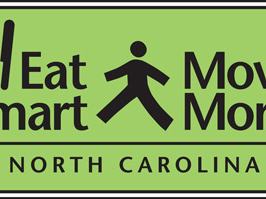 Eat Smart Move More North Carolina logo with green background.