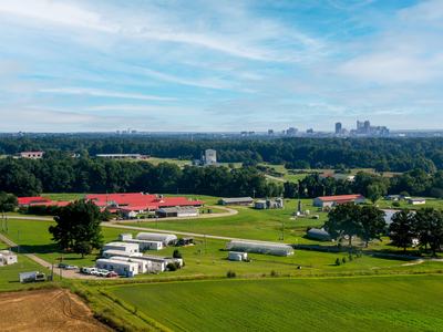 NC State Farms with downtown Raleigh in background