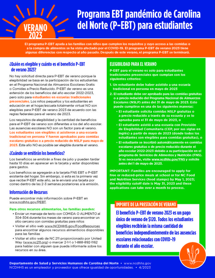 Final Summer 2023 PEBT Flyer - Spanish