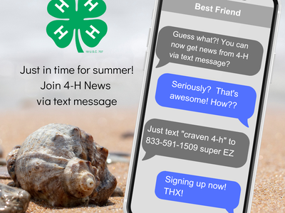 Image of a cell phone near the beach and an advertisement for signing up for text messaging. Information in image is in the body of the article