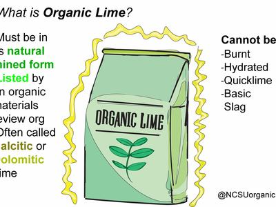 illustration of bag of organic lime with text
