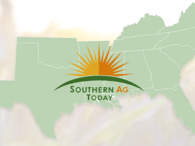 Map of southern US with a rising sun logo and text "Southern Ag Today" centered
