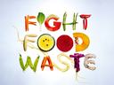 words fight food waste made out of food