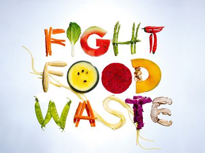 words fight food waste made out of food