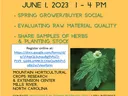 Flier for June 1, 2023 Herb Buyer-Grower event with picture of goldenseal