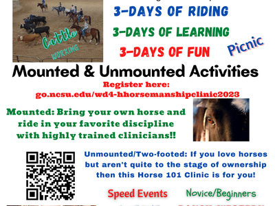 West District 4-H Horsemanship Clinic poster — June 19-21, WNC Ag Center, Fletcher NC